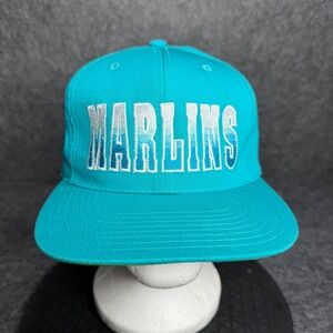 Vintage Florida Marlins‎ Annco Snapback Hat Teal MLB Baseball Cap 90s Gradient